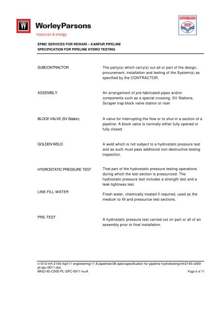 Pipelaying Tender-VOL IV - WorleyParsons.com