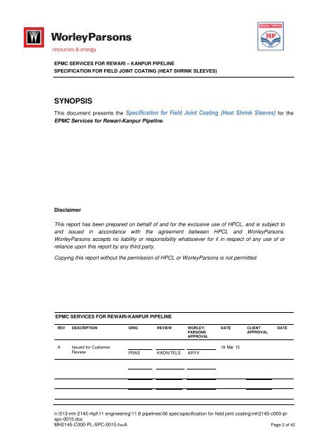 Pipelaying Tender-VOL IV - WorleyParsons.com