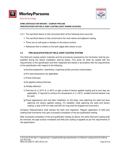 Pipelaying Tender-VOL IV - WorleyParsons.com