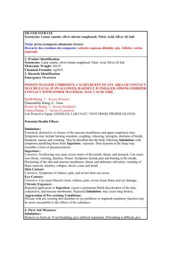 SILVER NITRATE Synonyms: Lunar caustic; silver nitrate ... - USP