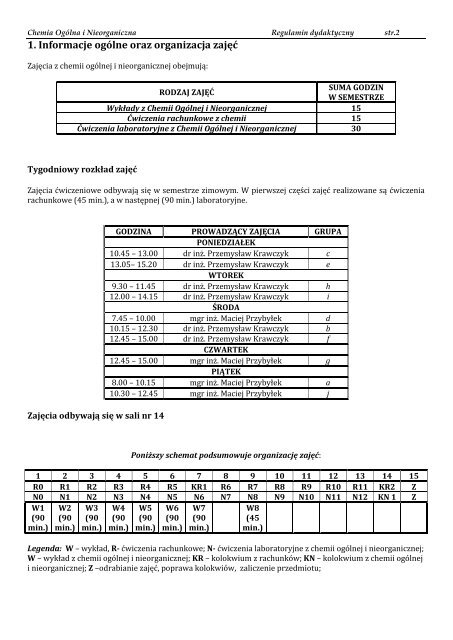 Regulamin dydaktyczny - Katedra i ZakÅad Chemii Fizycznej