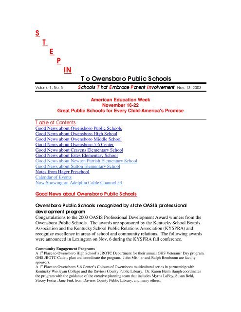 Volume 1 Issue 5 - Owensboro Public Schools