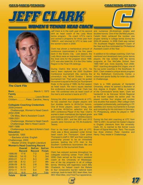 2012 TENNIS MEDIA GUIDE - UTC Athletics