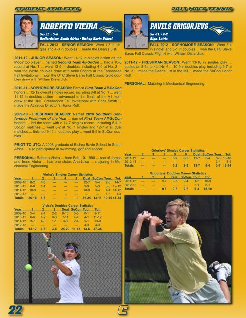 2012 TENNIS MEDIA GUIDE - UTC Athletics