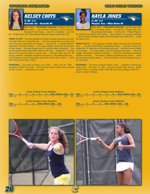 2012 TENNIS MEDIA GUIDE - UTC Athletics