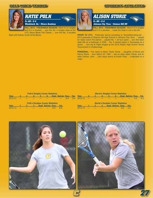 2012 TENNIS MEDIA GUIDE - UTC Athletics