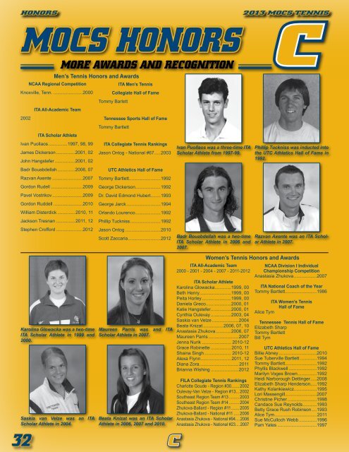 2012 TENNIS MEDIA GUIDE - UTC Athletics