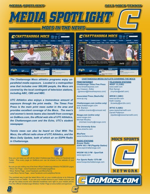 2012 TENNIS MEDIA GUIDE - UTC Athletics