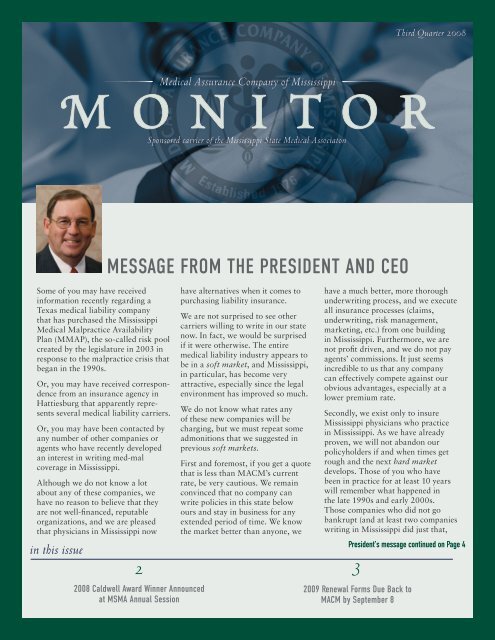 Message froM the president and ceo - Medical Assurance Company ...