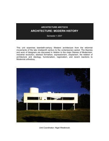 architecture: modern history - The University of Western Australia