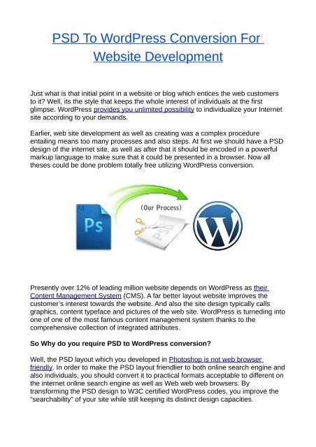 PSD To WordPress Conversion For Website Development