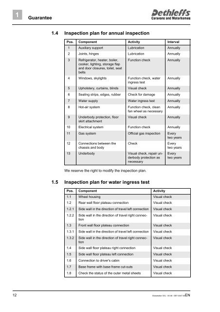 User Manual XXL Globetrotter 2006 - Dethleffs