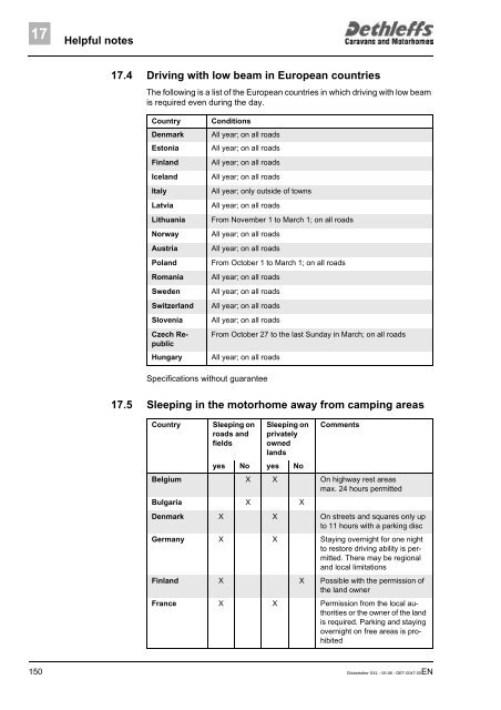 User Manual XXL Globetrotter 2006 - Dethleffs