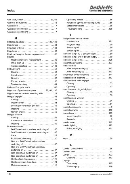 User Manual XXL Globetrotter 2006 - Dethleffs