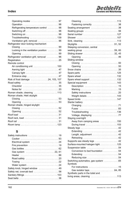 User Manual XXL Globetrotter 2006 - Dethleffs