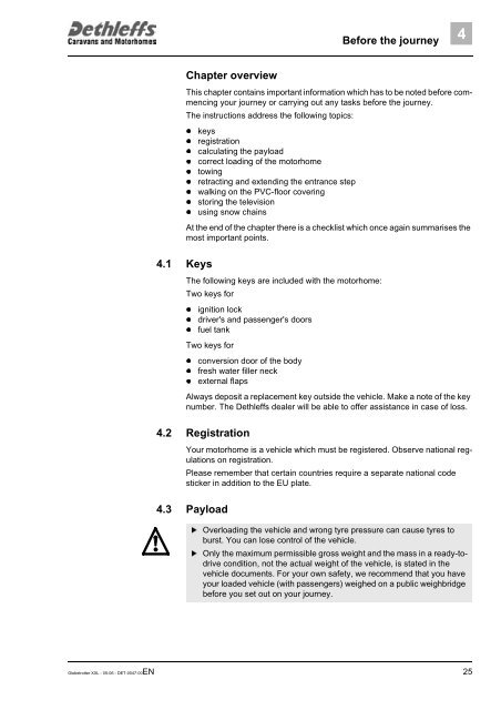 User Manual XXL Globetrotter 2006 - Dethleffs