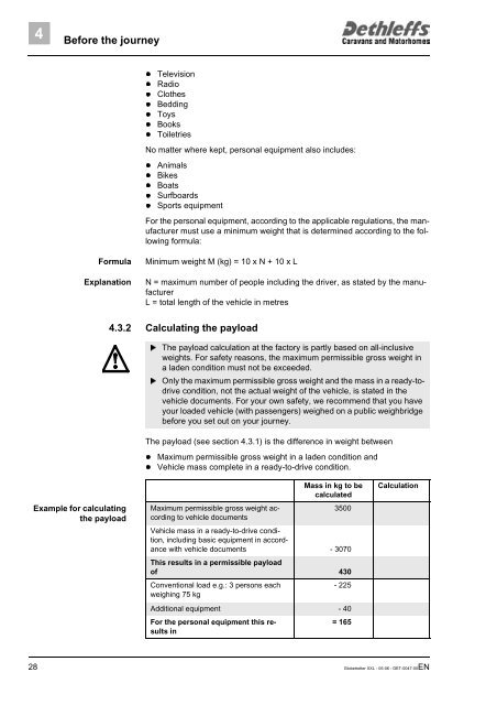 User Manual XXL Globetrotter 2006 - Dethleffs