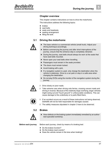 User Manual XXL Globetrotter 2006 - Dethleffs