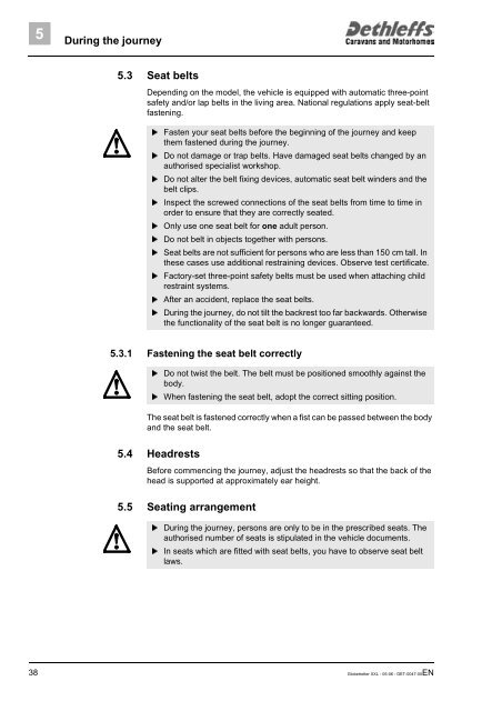 User Manual XXL Globetrotter 2006 - Dethleffs