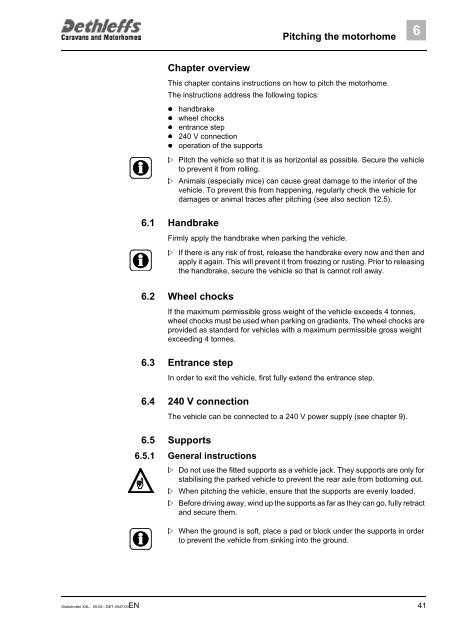 User Manual XXL Globetrotter 2006 - Dethleffs