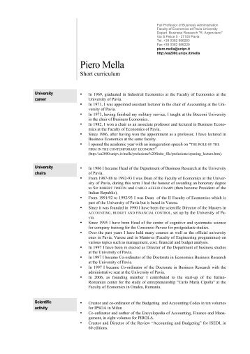 Piero Mella - Economia Aziendale Online