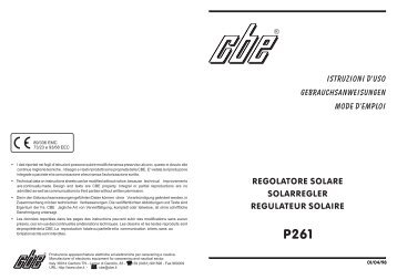 regolatore solare solarregler regulateur solaire istruzioni d'uso ... - Cbe