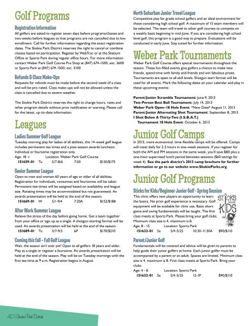 Spring Program Guide 2013 - Skokie Park District