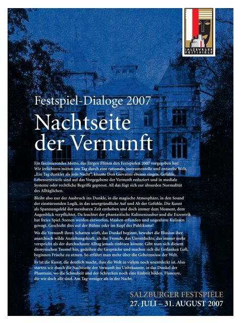 Festspiel-Dialoge 2007: Nachtseite der Vernunft