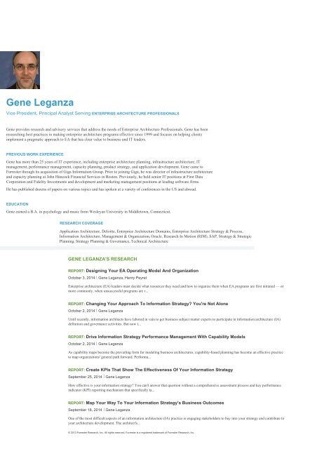 Forrester Research : Analyst : Gene Leganza - YUMPU