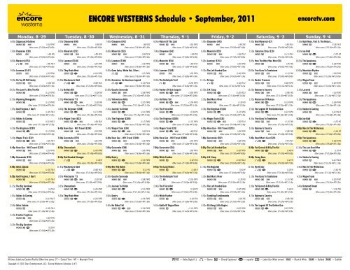 ENCORE WESTERNS Schedule - September, 2011 - Starz