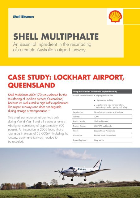 Shell Bitumen - Shell Multiphalte - Lockhart Airport Case Study