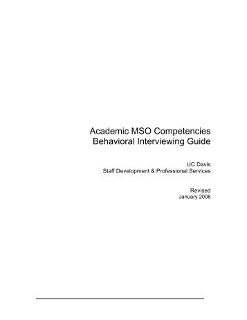Academic MSO Competencies Behavioral Interviewing Guide