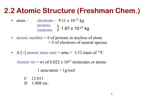 Atomic structure, bonding