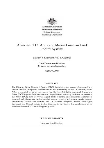 A Review of US Army and Marine Command and Control Systems