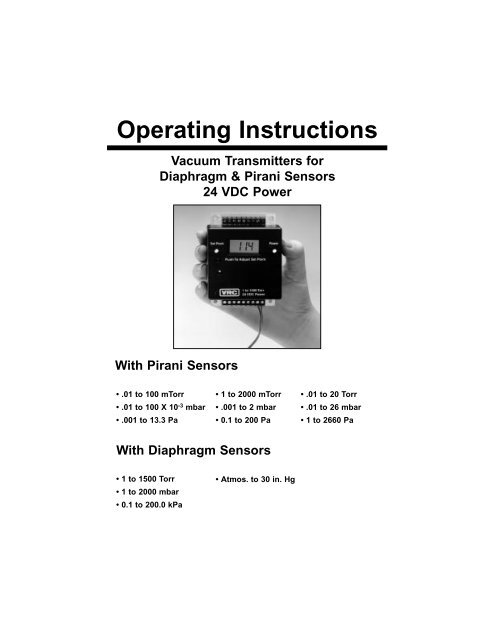 24VDC Transmitter Manual - Vacuum Research Corp.