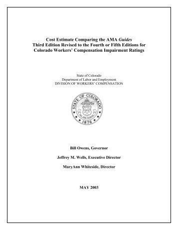 Cost Estimate Comparing the AMA Guides Third Edition Revised to ...