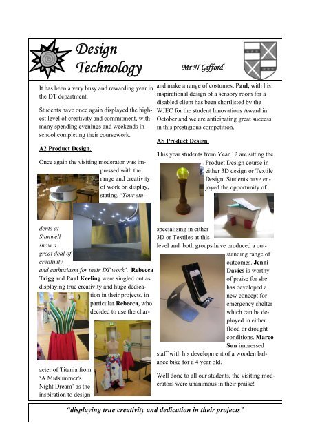 to download a copy of this Newsletter - Stanwell School