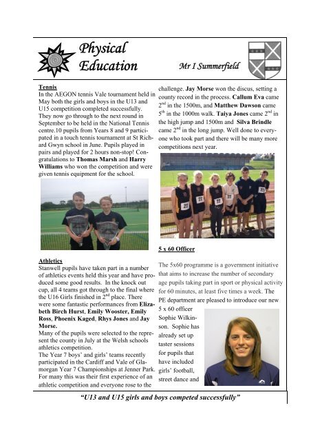 to download a copy of this Newsletter - Stanwell School