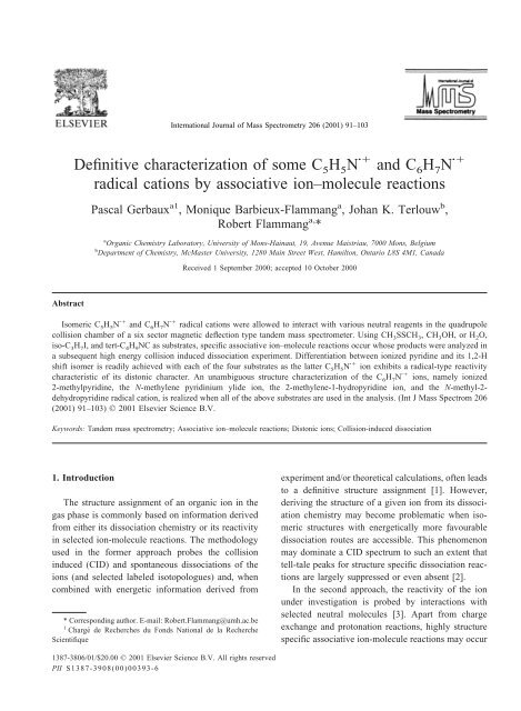 Definitive characterization of some C5H5N and C radical cations by ...