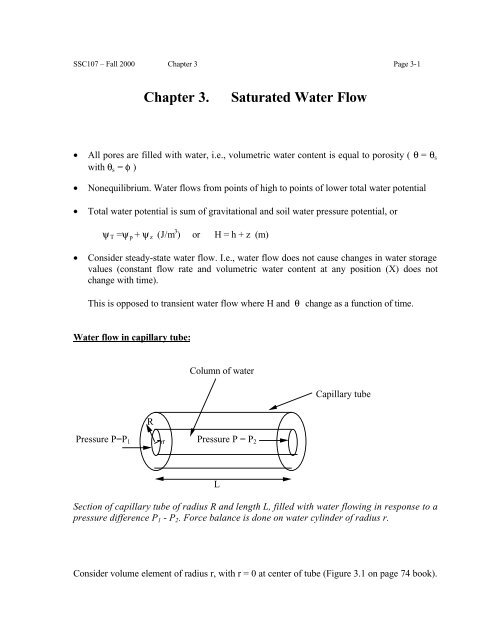 Chapter 3. Saturated Water Flow - LAWR
