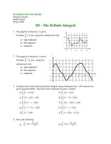 III - The Definite Integral - SLC Home Page