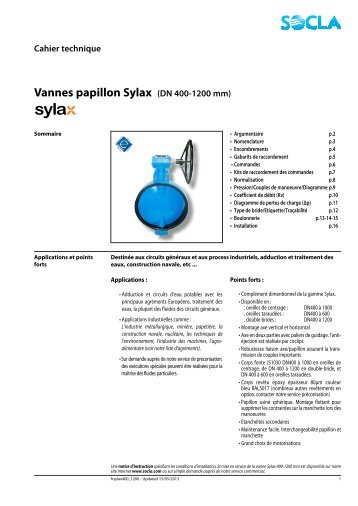 Vannes papillon Sylax (DN 400-1200 mm) - SOCLA