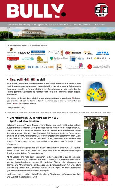 Bully Newsletter April 2012 - zum SC Frankfurt 1880