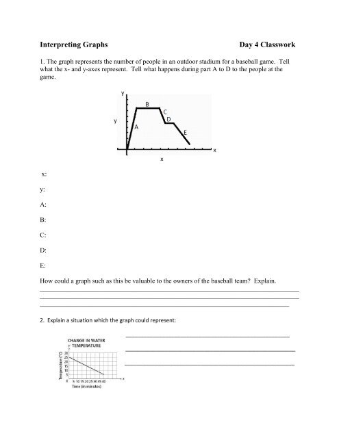 Interpreting Graphs Day 4 Classwork - Van Ripers Math Class