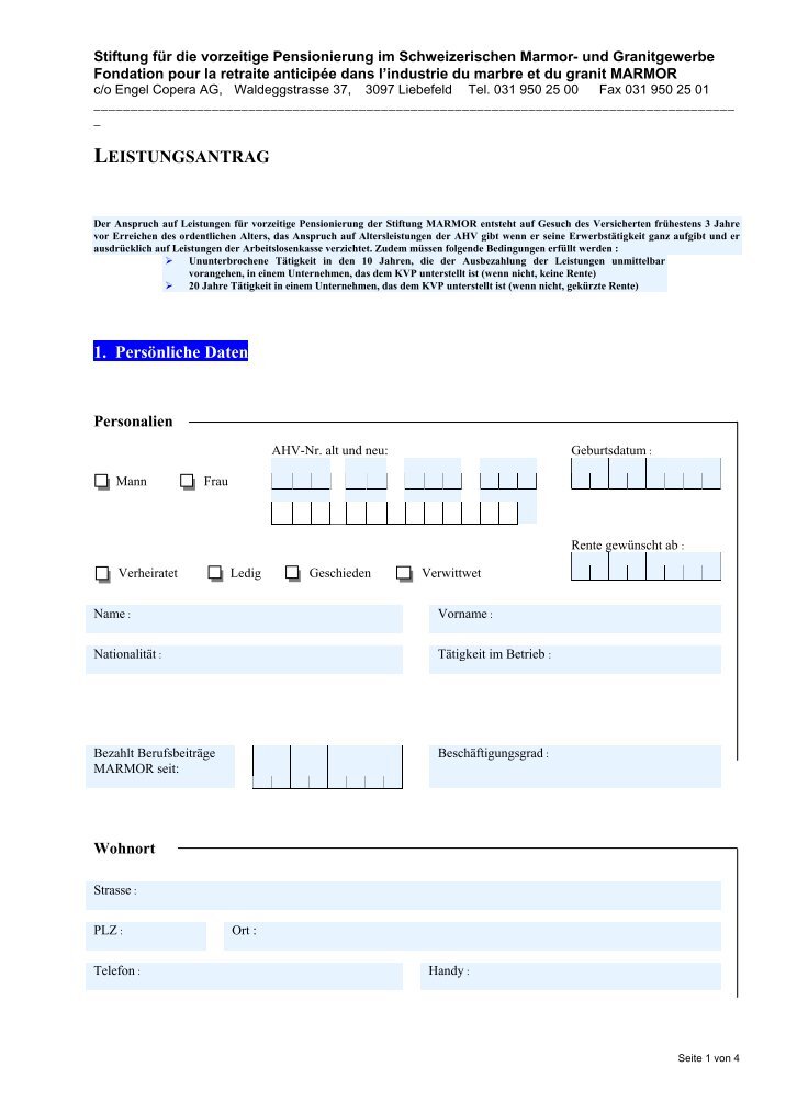 Leistungsantrag Magazine