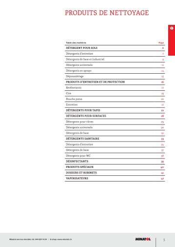 Produits de nettoyaGe - Minatol.ch