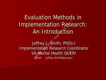 Evaluation Methods in Implementation Research: An ... - QUERI