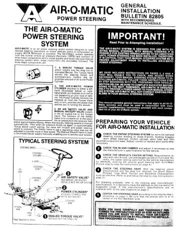 THE AIR O-MATIC POWER STEERING SYSTEM - Maradyne