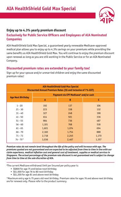 AIA HealthShield Gold Max Special - brochure Feb ... - AIA Singapore