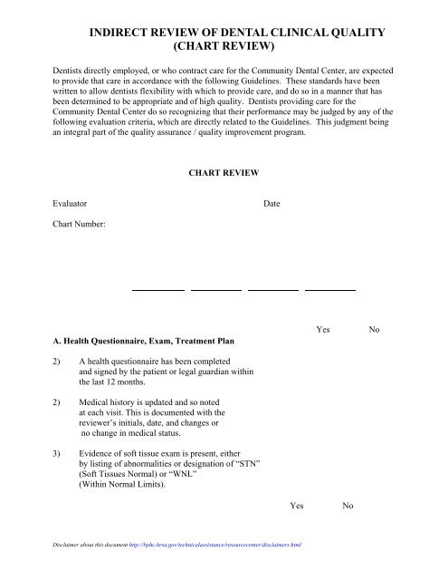 Dental Treatment Plan Chart